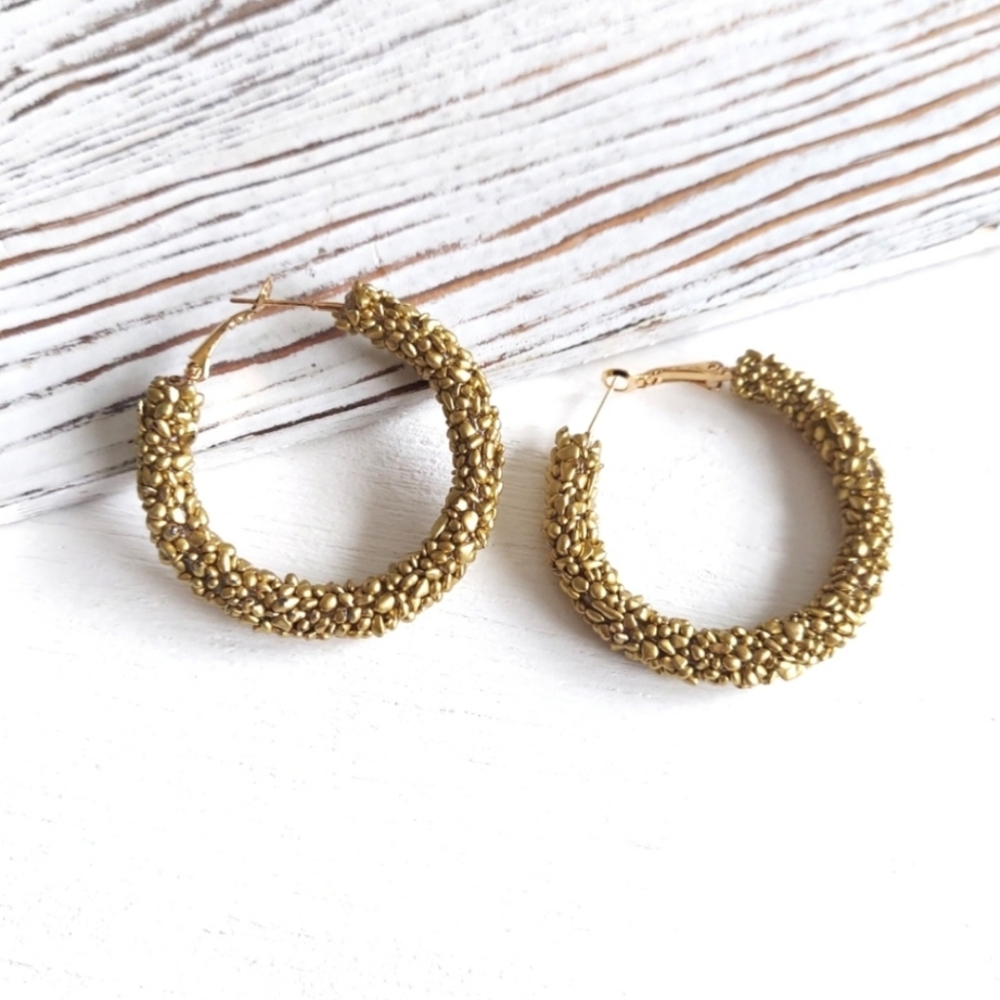 🎁Free w/ Purchase🎁 Metallic Seed Bead Hoops - Gold